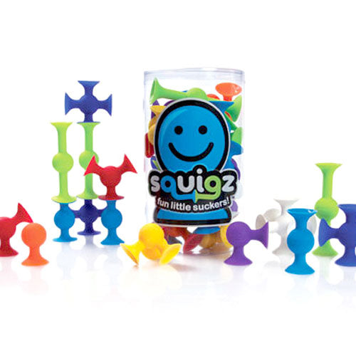 Squigz Starter Set colorful silicone suction construction toys by Fat Brain Toys with 24 pieces for ages 3 and up
