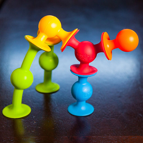 Squigz Starter Set colorful silicone suction construction toys by Fat Brain Toys with 24 pieces for ages 3 and up