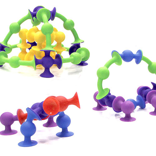 Squigz Starter Set colorful silicone suction construction toys by Fat Brain Toys with 24 pieces for ages 3 and up