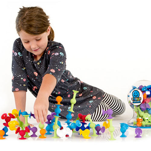 Squigz Starter Set colorful silicone suction construction toys by Fat Brain Toys with 24 pieces for ages 3 and up