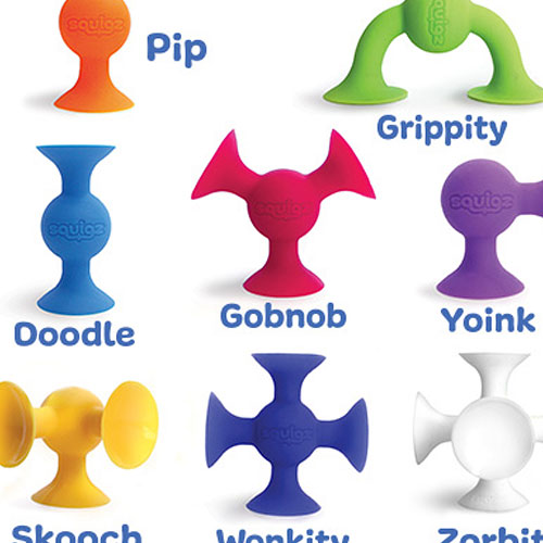Squigz Starter Set colorful silicone suction construction toys by Fat Brain Toys with 24 pieces for ages 3 and up
