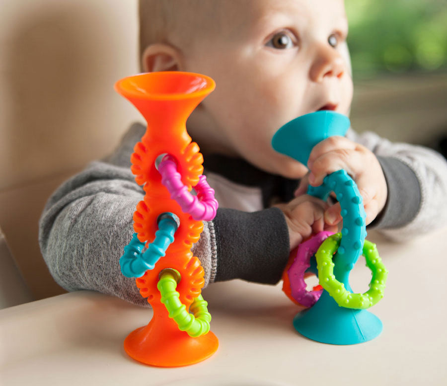 Fat Brain Toys pipSquigz Loops with colorful suction cup connectors for building and sensory play