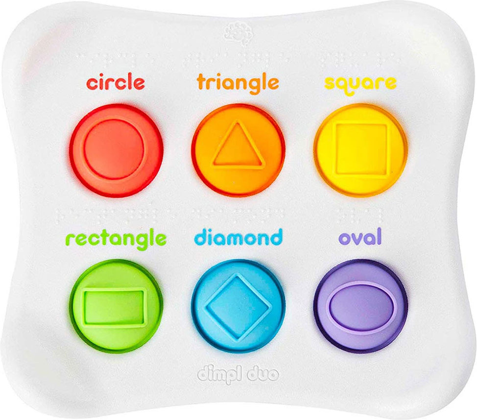 Dimpl Duo sensory toy with colorful silicone buttons for tactile play