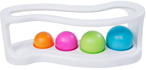 Fat Brain Toys RollAgain Sorter with colorful balls that roll through ramps and sorting chambers