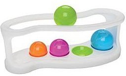 Fat Brain Toys RollAgain Sorter with colorful balls that roll through ramps and sorting chambers