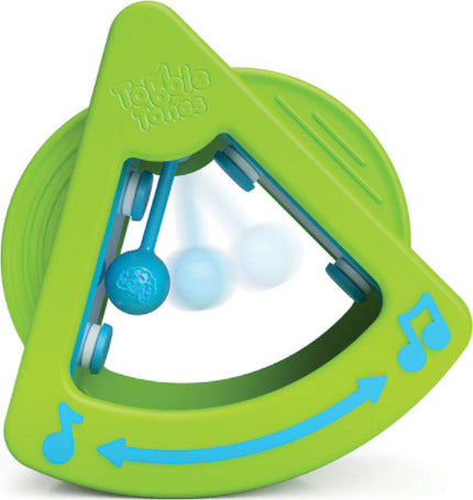Tobble Tones wobble toy with transparent windows, suspended mallet, and bell tones for sensory play and cause-and-effect learning