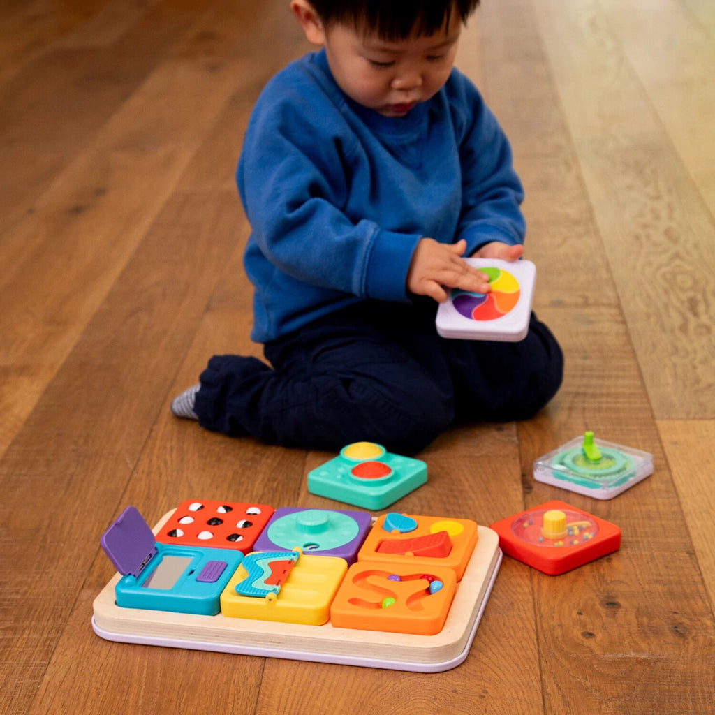 PlayTab Board base for modular sensory tiles, designed for baby fine motor development