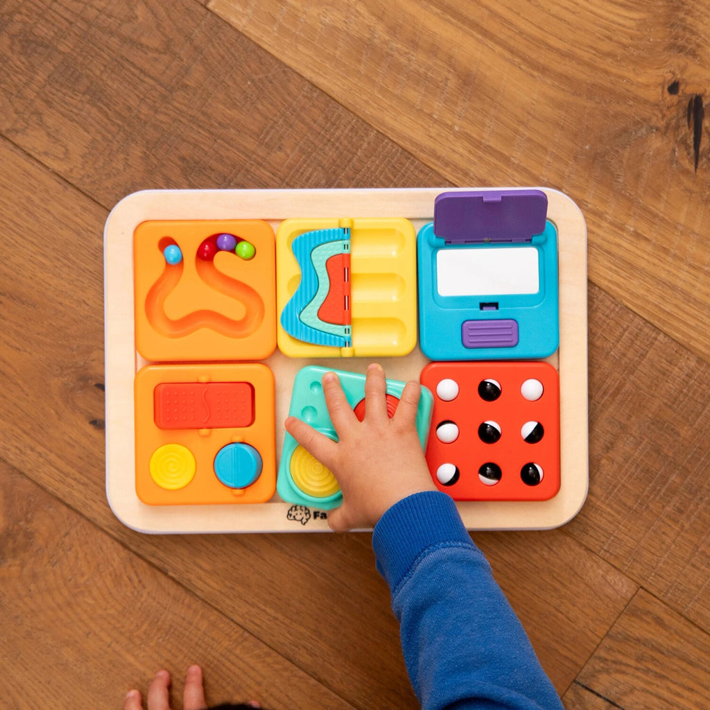 PlayTab Board base for modular sensory tiles, designed for baby fine motor development