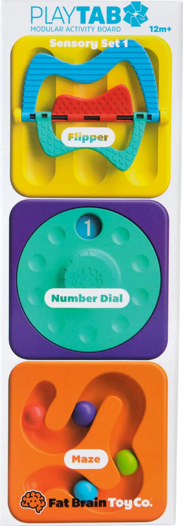 PlayTab Tiles Set 1 modular sensory toy with fine motor challenges for babies and toddlers