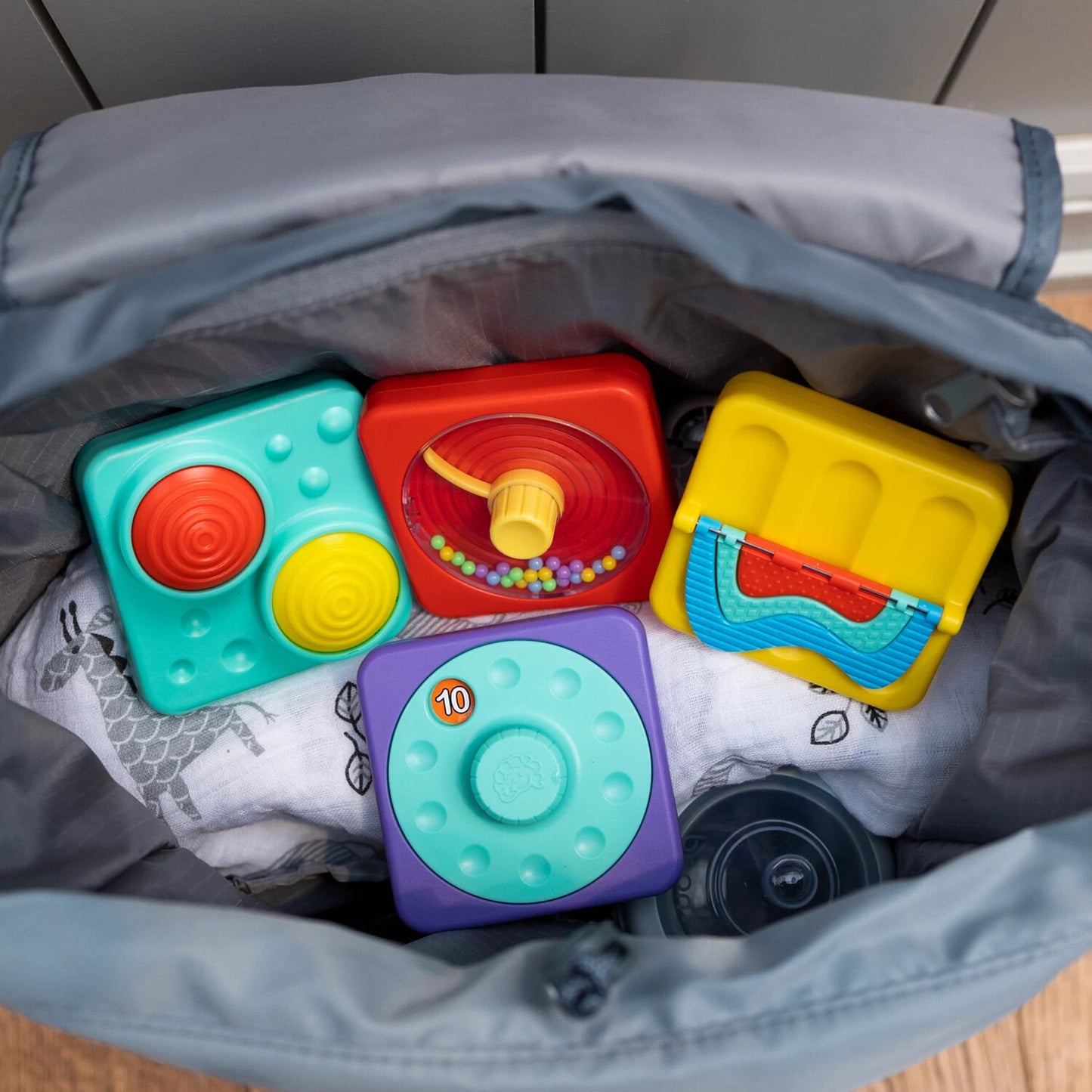 PlayTab Tiles Set 1 modular sensory toy with fine motor challenges for babies and toddlers