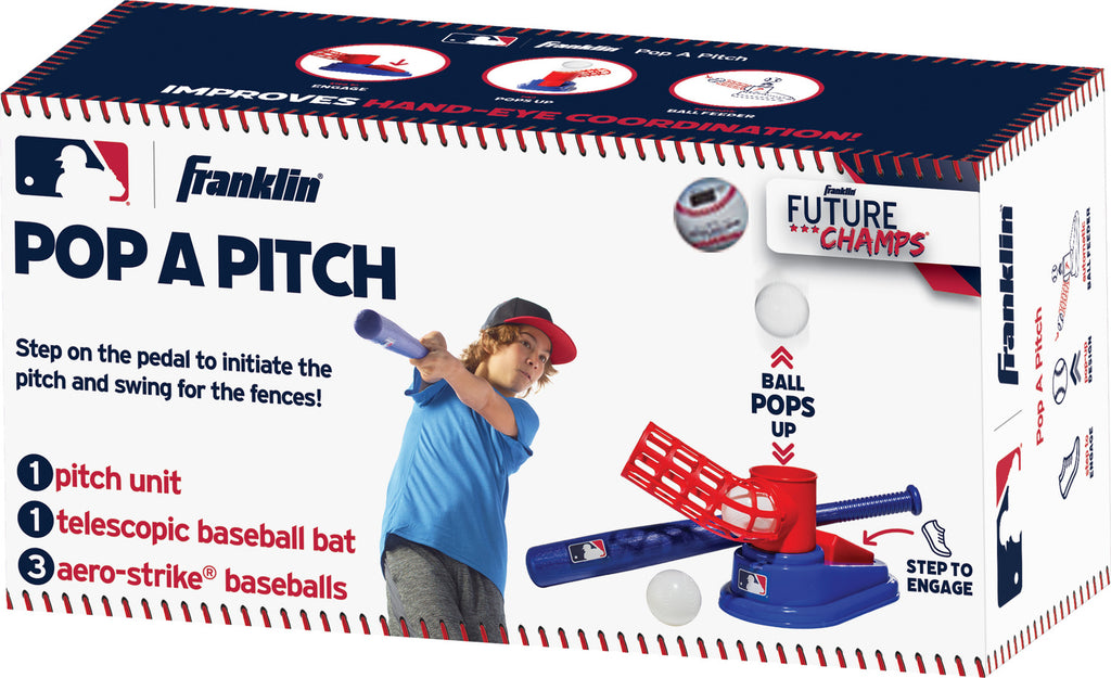 MLB Pop A Pitch - Foot-pedal operated pitching machine for batting practice and coordination training