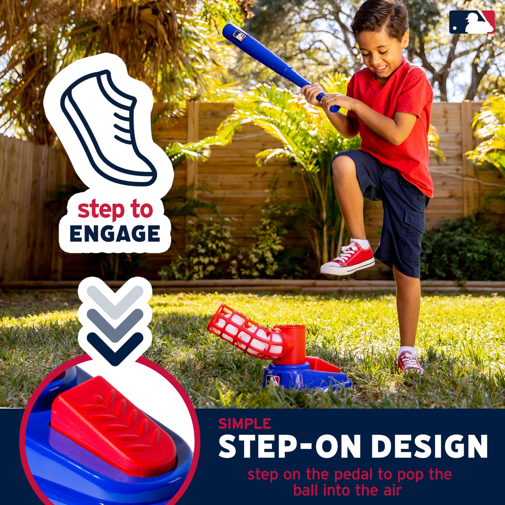 MLB Pop A Pitch - Foot-pedal operated pitching machine for batting practice and coordination training