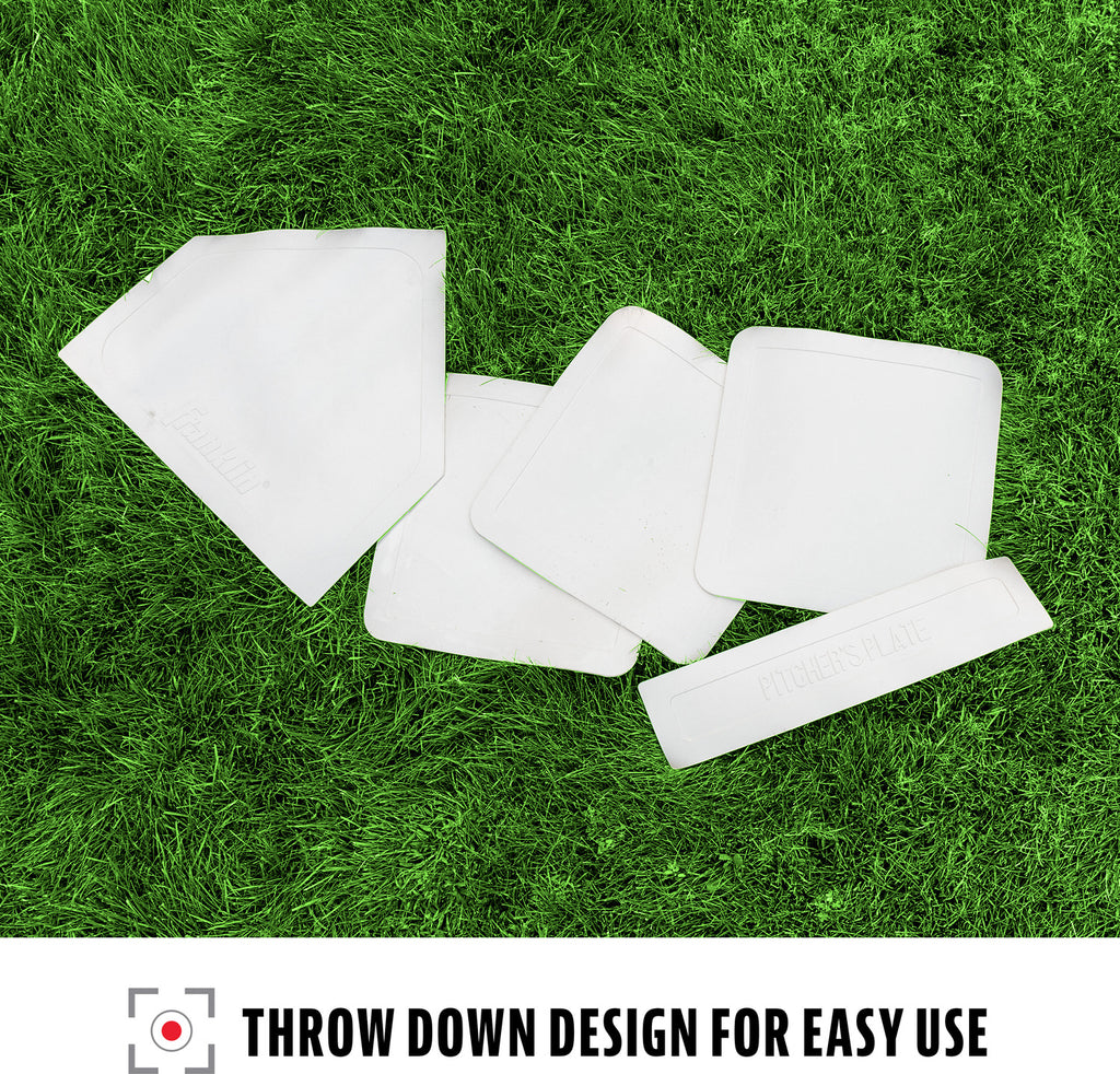 MLB 5Pc Throw-Down Base Set - Complete 5-piece throw-down base set for baseball and softball