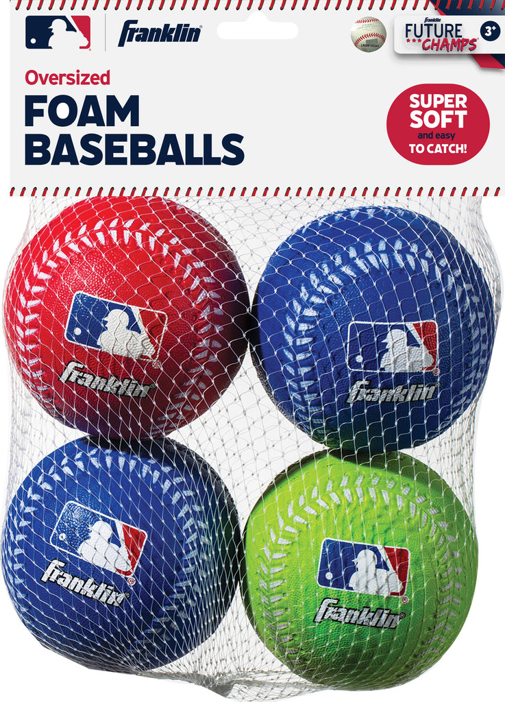 MLB Os 4 Pc Foam Balls - 4-piece set of oversized foam baseballs for safe practice