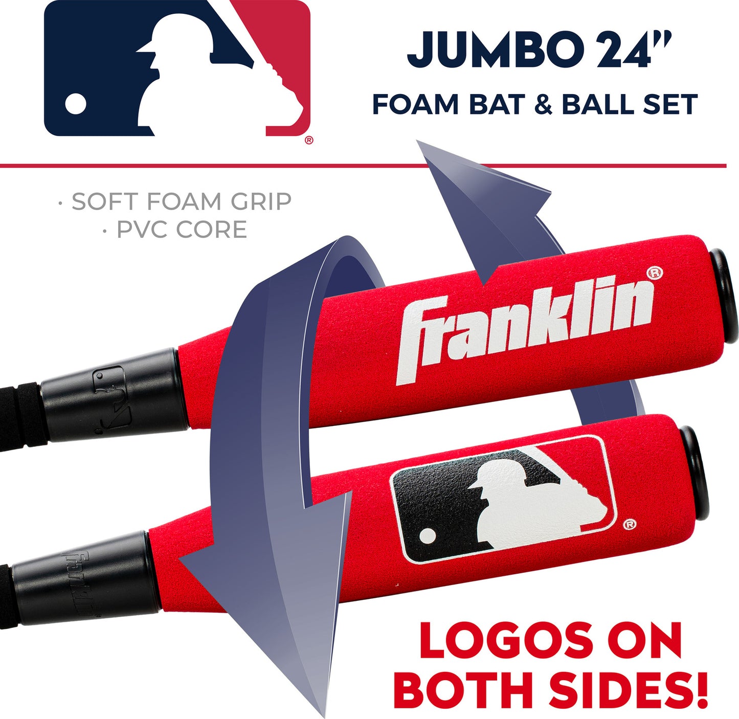MLB 24 Oversized Foam Bat and Ball - 24-inch oversized foam bat and ball set for kids
