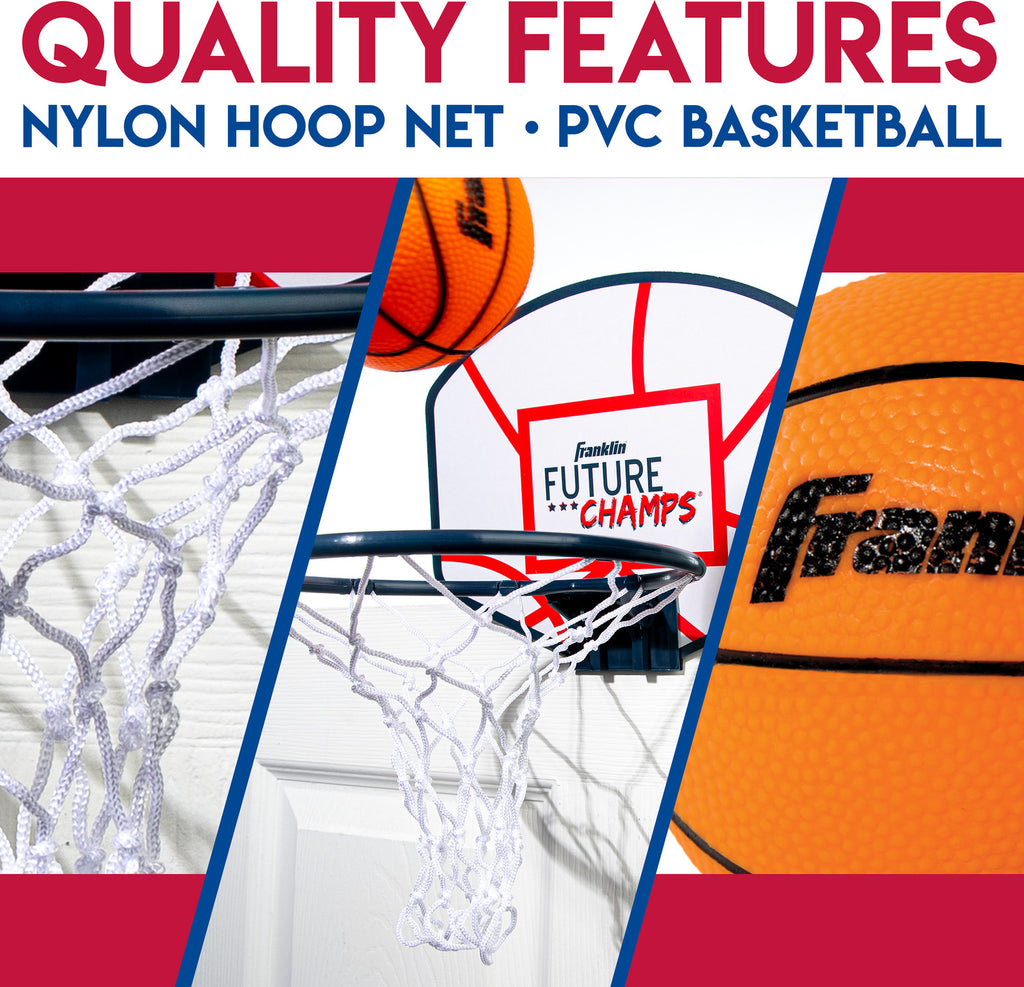 Future Champs OTD Hoops Set - Over-the-door mini basketball hoop set for indoor practice