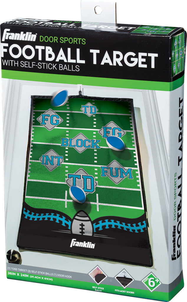 Indoor Pass Game Football Target - 36" x 24" door-mounted football target for indoor practice
