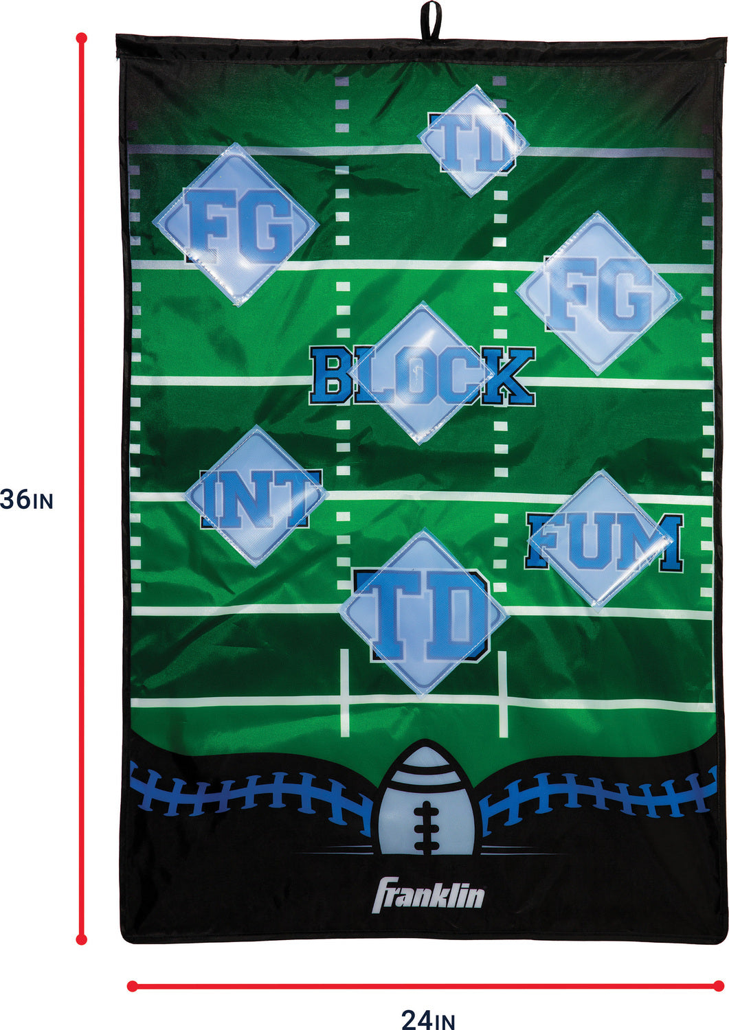 Indoor Pass Game Football Target - 36" x 24" door-mounted football target for indoor practice