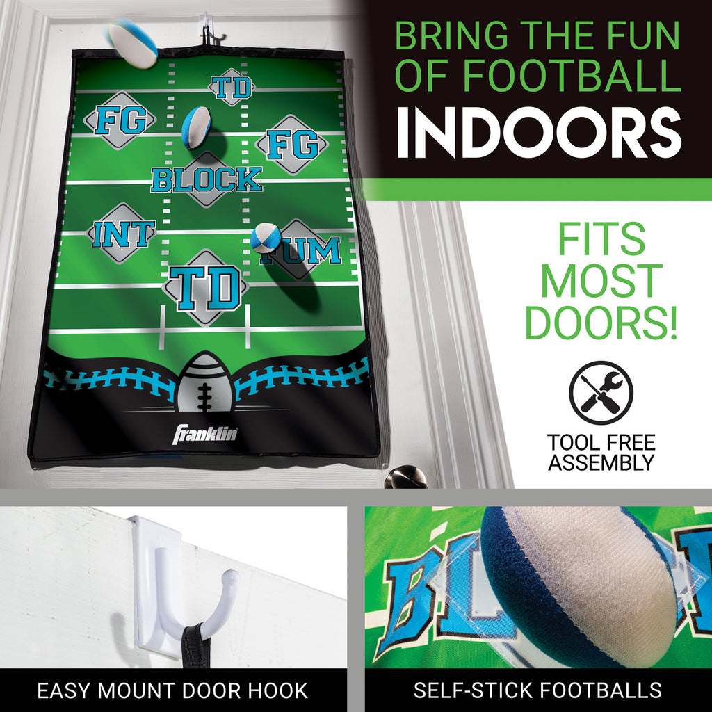 Indoor Pass Game Football Target - 36" x 24" door-mounted football target for indoor practice