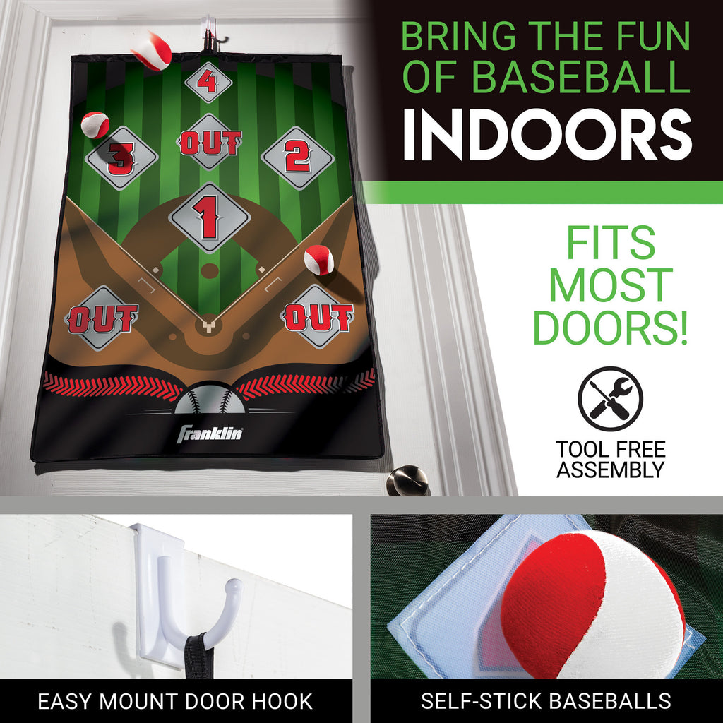 Indoor Pitch Game Baseball Target - 36" x 24" door-mounted baseball target for indoor pitching practice
