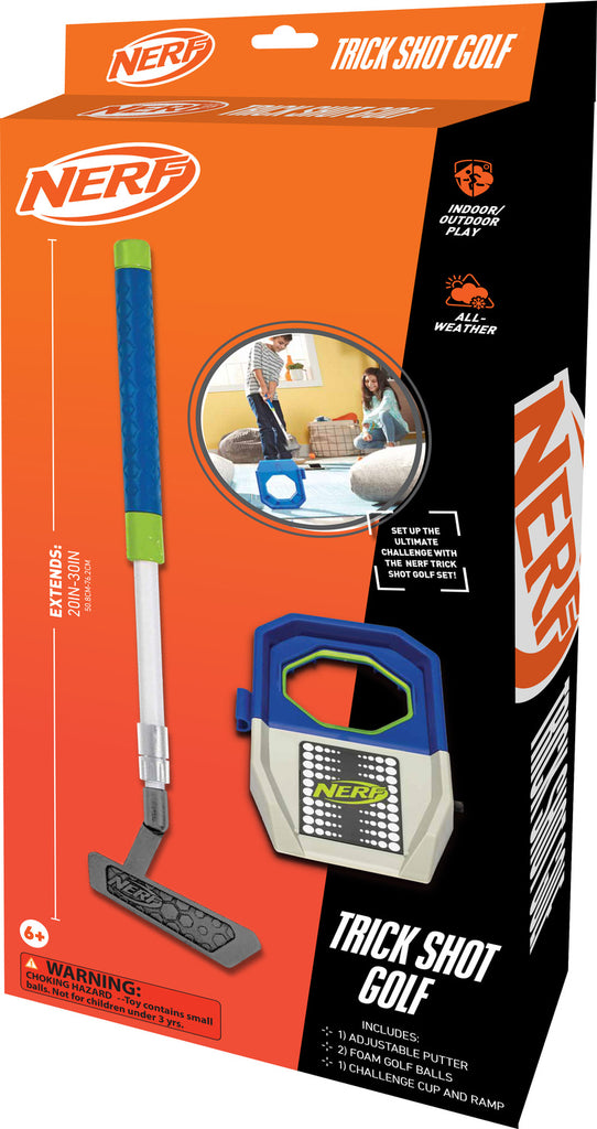 Nerf Trick Shot Golf Redesign - Complete indoor/outdoor golf set for trick shot putting