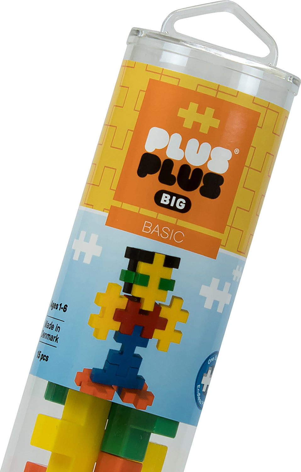 Plus-Plus BIG 15 piece tube basic colors large building blocks for small hands