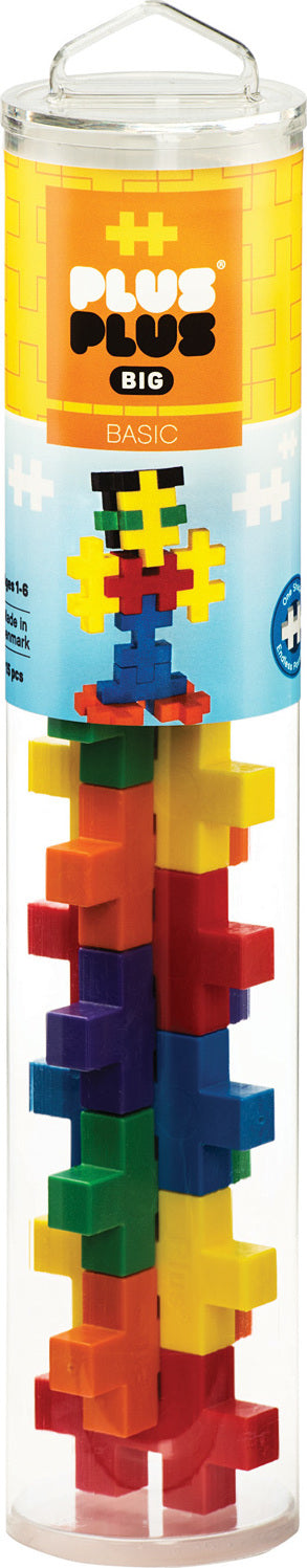 Plus-Plus BIG 15 piece tube basic colors large building blocks for small hands
