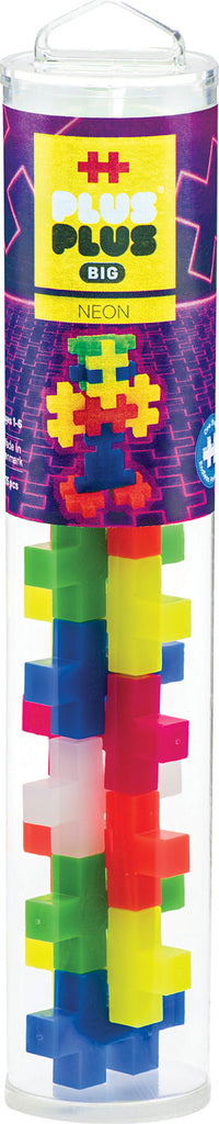 Plus-Plus BIG 15 piece tube neon colors large building blocks for small hands