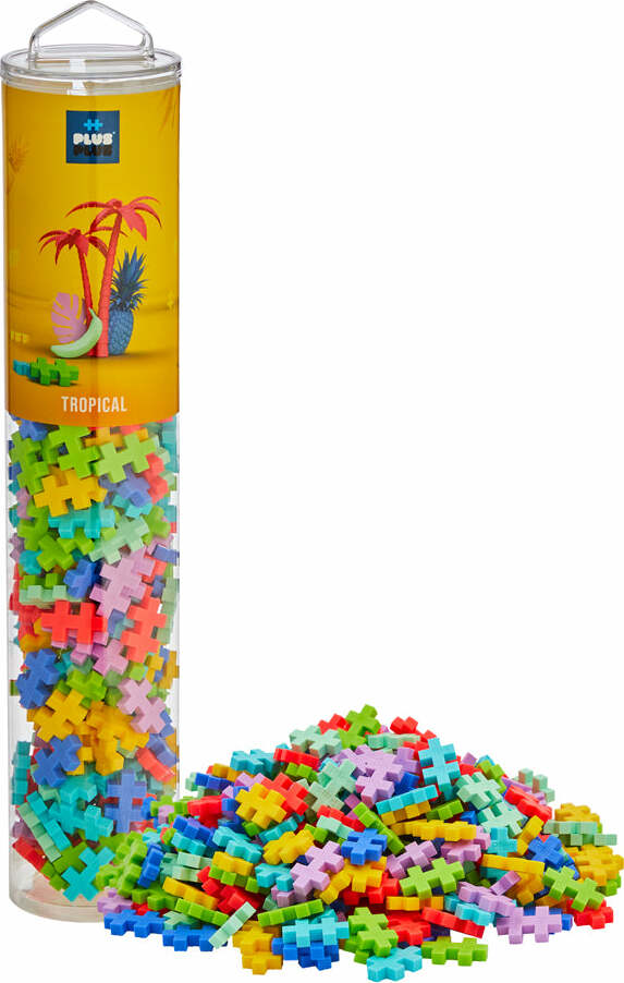 Plus-Plus Tube 240 piece Tropical Mix building blocks in colorful tube container