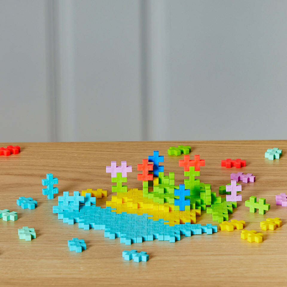 Plus-Plus Tube 240 piece Tropical Mix building blocks in colorful tube container