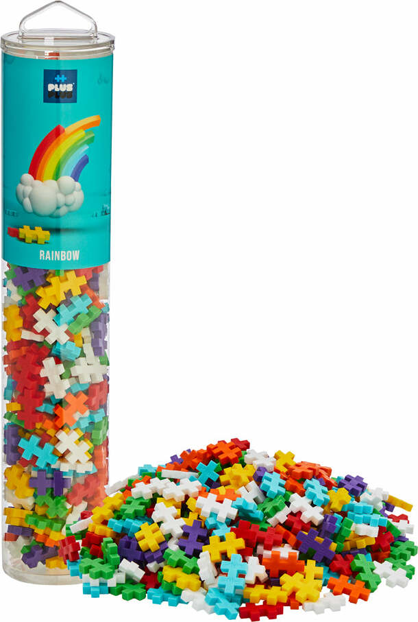 Plus-Plus Tube 240 piece Rainbow Mix building blocks in colorful tube container