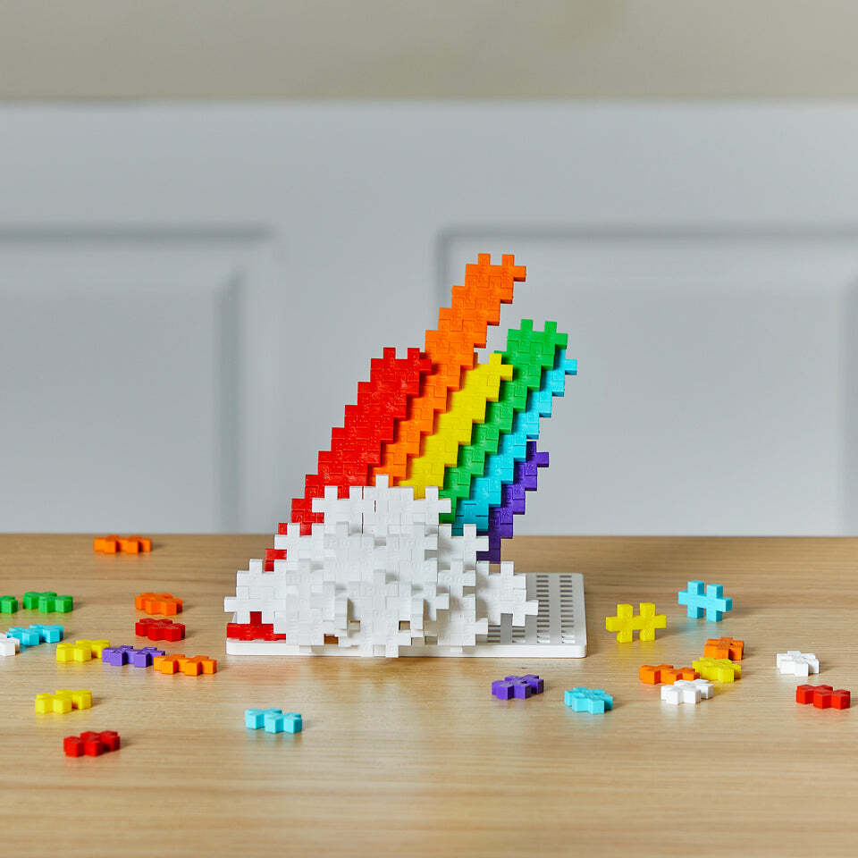 Plus-Plus Tube 240 piece Rainbow Mix building blocks in colorful tube container