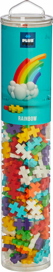 Plus-Plus Tube 240 piece Rainbow Mix building blocks in colorful tube container