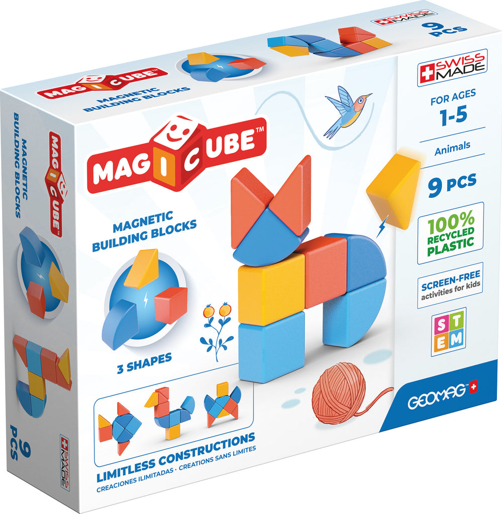 Magicubes Shapes Recycled 9 pieces magnetic construction set made from eco-friendly recycled plastic materials