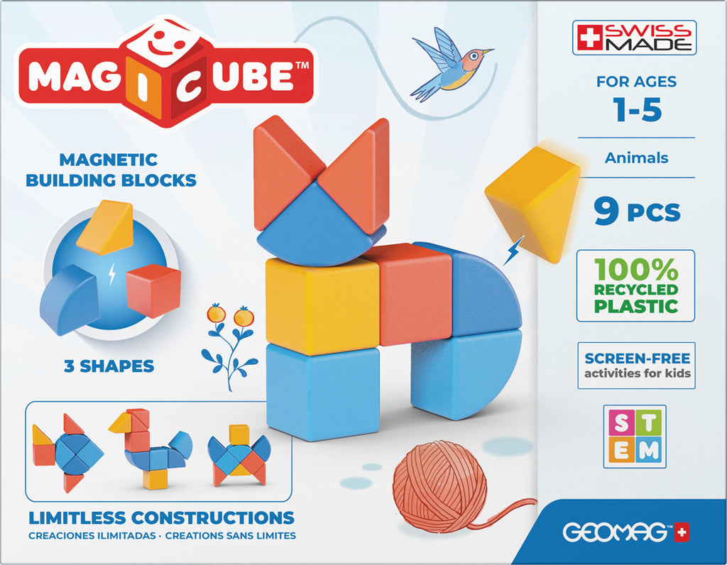 Magicubes Shapes Recycled 9 pieces magnetic construction set made from eco-friendly recycled plastic materials