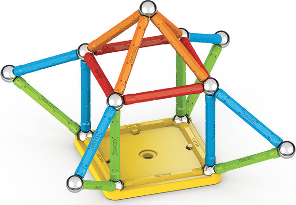 Geomag Supercolor 42-piece magnetic construction set with colorful rods and steel spheres made from recycled plastic