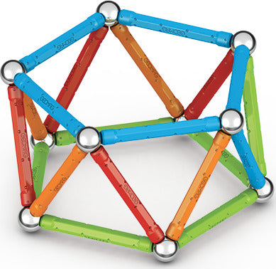 Geomag Supercolor 42-piece magnetic construction set with colorful rods and steel spheres made from recycled plastic