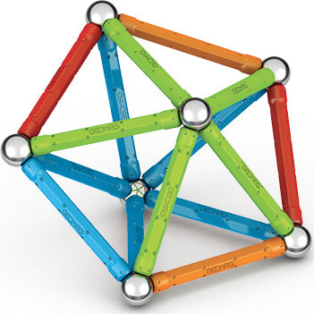 Geomag Supercolor 42-piece magnetic construction set with colorful rods and steel spheres made from recycled plastic