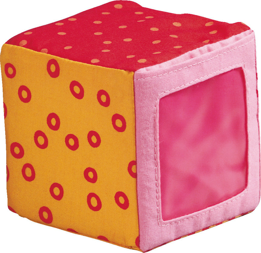 HABA Happy Quartett soft fabric baby blocks with colorful patterns and different sounds for stacking play