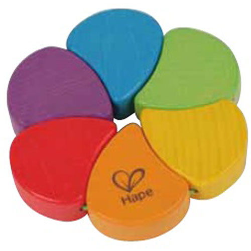 Hape Rainbow wooden rattle with colorful beads and safe wooden construction for babies