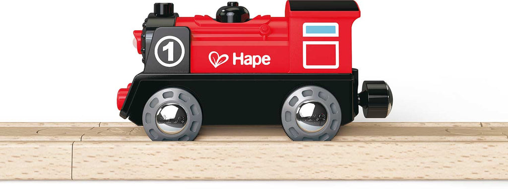 Hape Battery Powered Engine No.1 toy train with front lamp and reverse button for kids ages 3-8