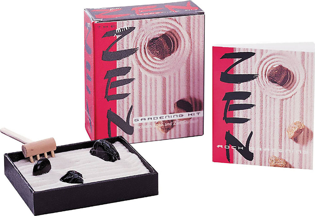 Mini Zen Gardening Kit with sand, rake, and stones for desktop meditation and mindfulness