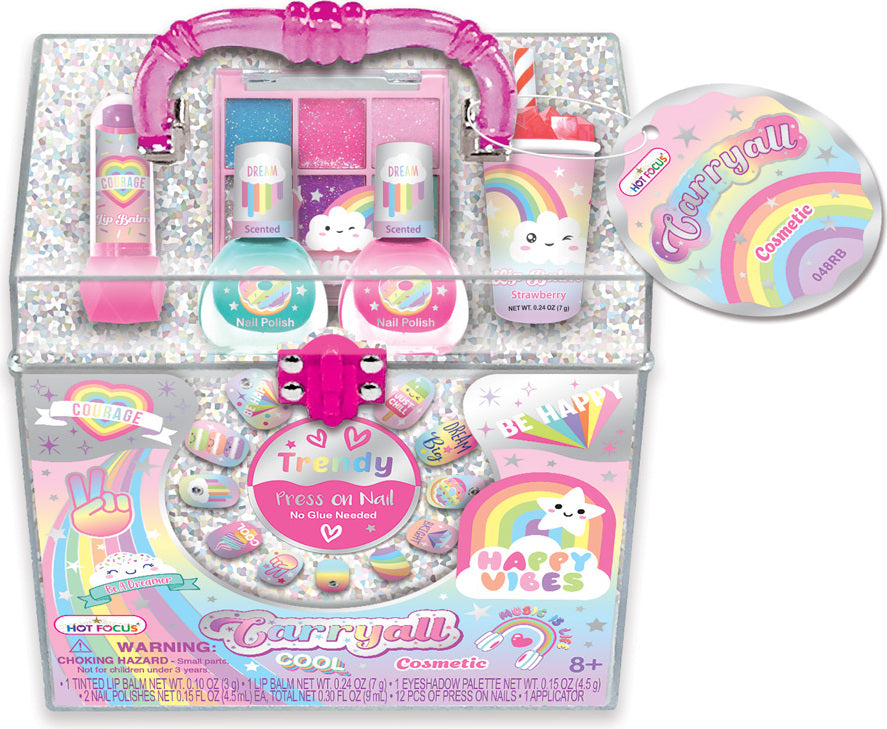 Rainbow Carry All Cosmetic bag with colorful design for makeup storage