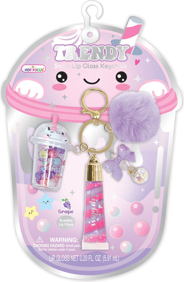 Trendy Lip Gloss with Keychain, Boba