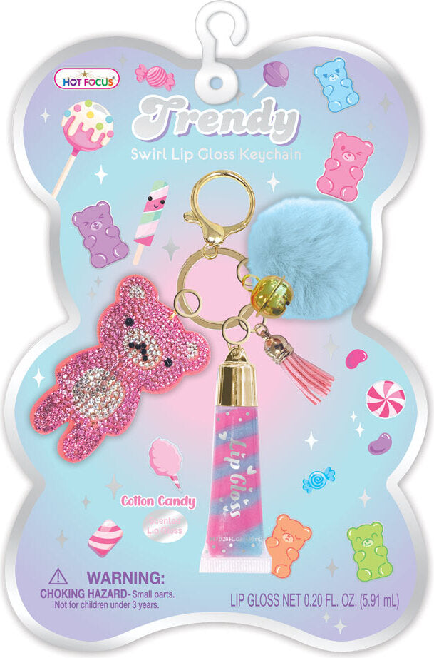 Trendy Lip Gloss with Keychain, Gummy Bear