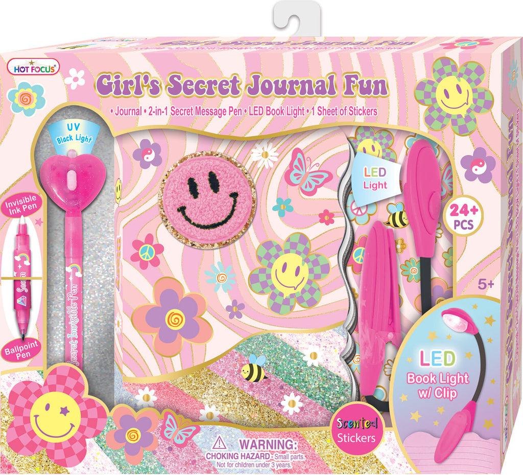 Girl's Secret Journal Fun with groovy flower design, featuring colorful pages and fun writing activities