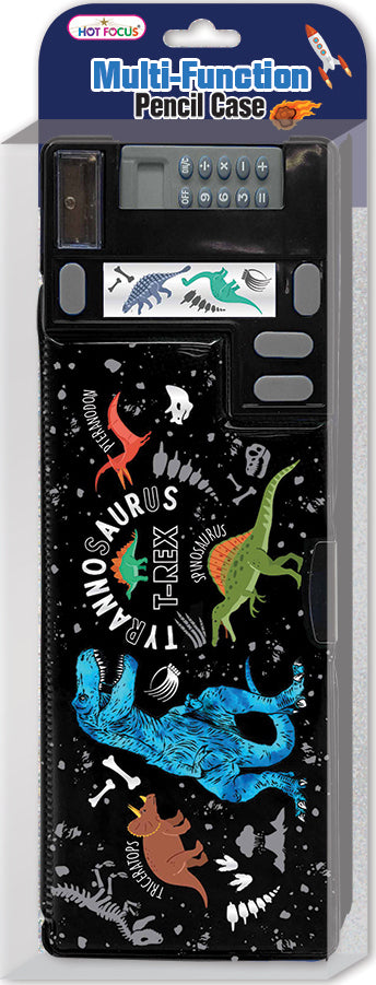 Multi-function dinosaur pencil case with compartments and fun dino design for school supplies organization