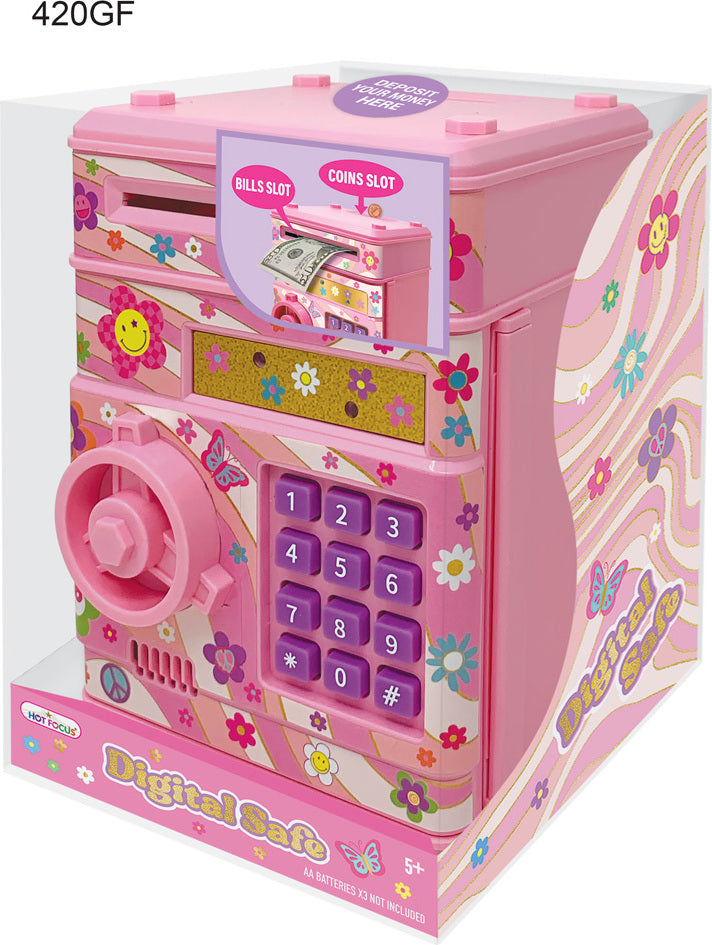 Digital Safe with groovy flower design for secure storage of kids' treasures