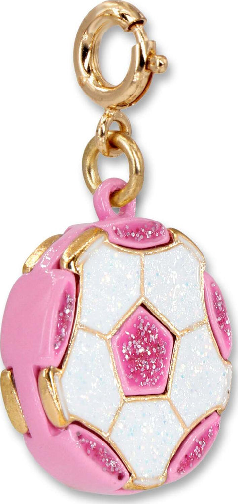 Gold glitter soccer ball charm with sparkly finish and enamel details for CHARM IT! jewelry