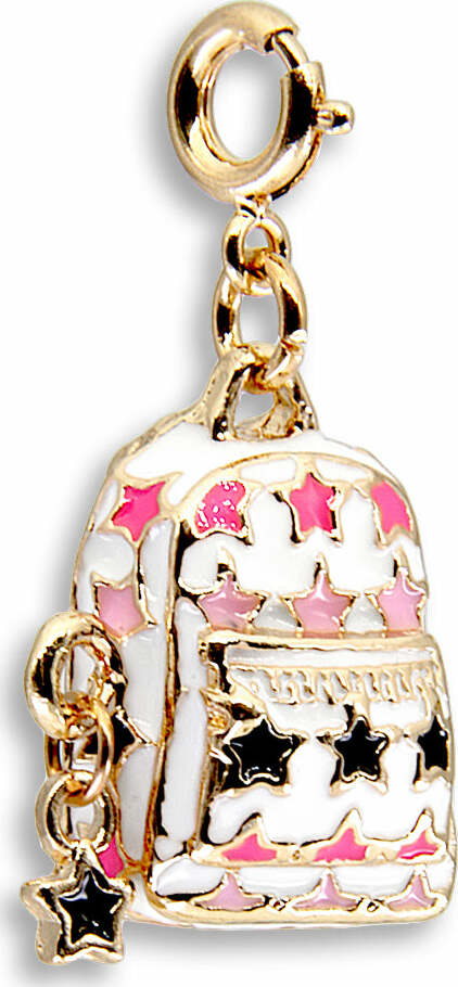 Gold star backpack charm with star decorations and enamel finish for CHARM IT! jewelry